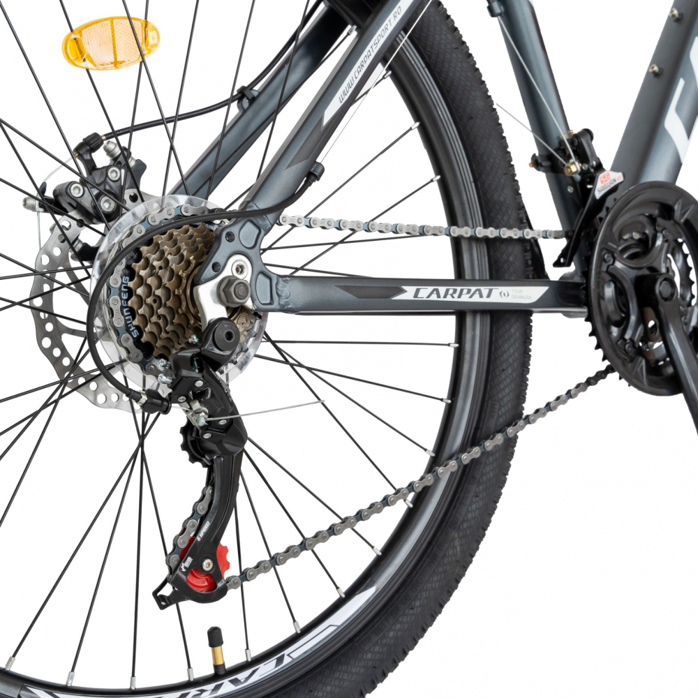 Bicicleta MTB-HT Shimano Tourney TZ500D 26 inch Carpat CSC2658C gri cu design albnegru - 5