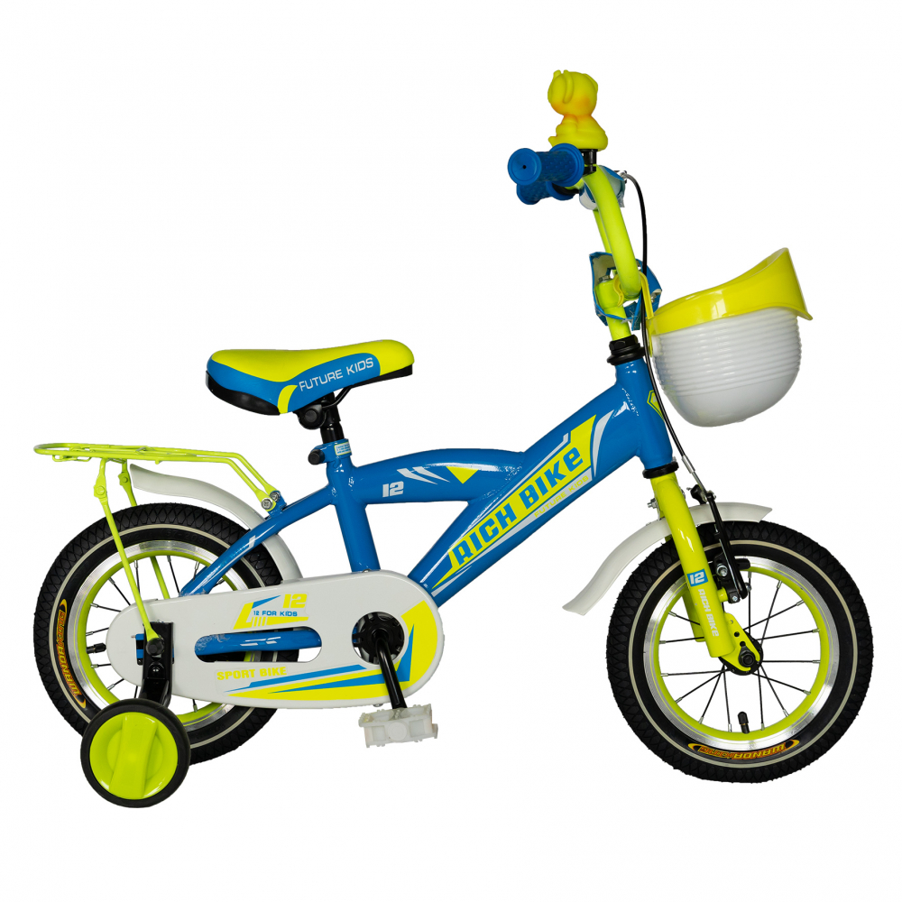 Bicicleta copii 2-4 ani roti 12 inch V-Brake Rich Baby CST1203C albastrugalben - 1