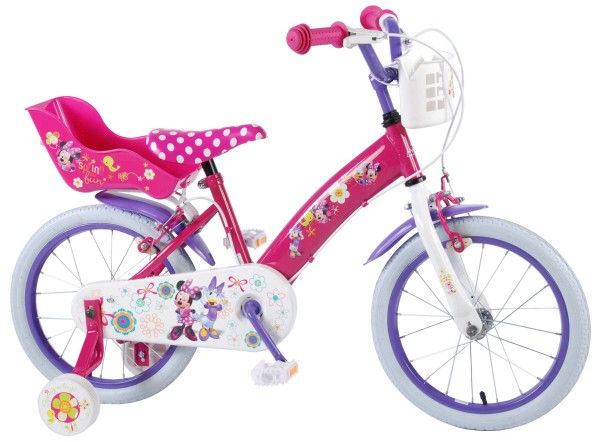Bicicleta copii Volare Minnie Mouse cu roti ajutatoare 16 inch cu 2 frane mana nichiduta.ro imagine 2022