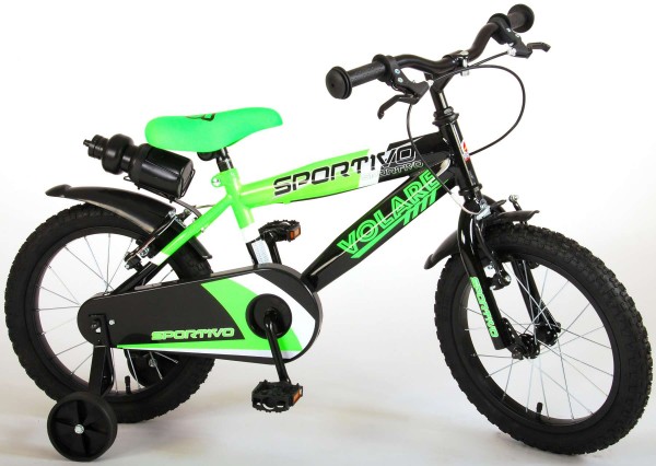 Bicicleta copii Volare Sportivo Verde 16 inch cu 2 frane de mana si sticla apa - 1