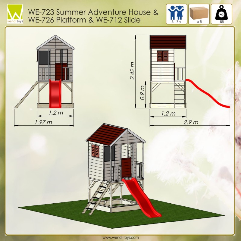 Casuta de gradina Summer Adventure House cu platforma cu loc pentru nisip si tobogan M7 Jucarii de exterior 2023-09-21