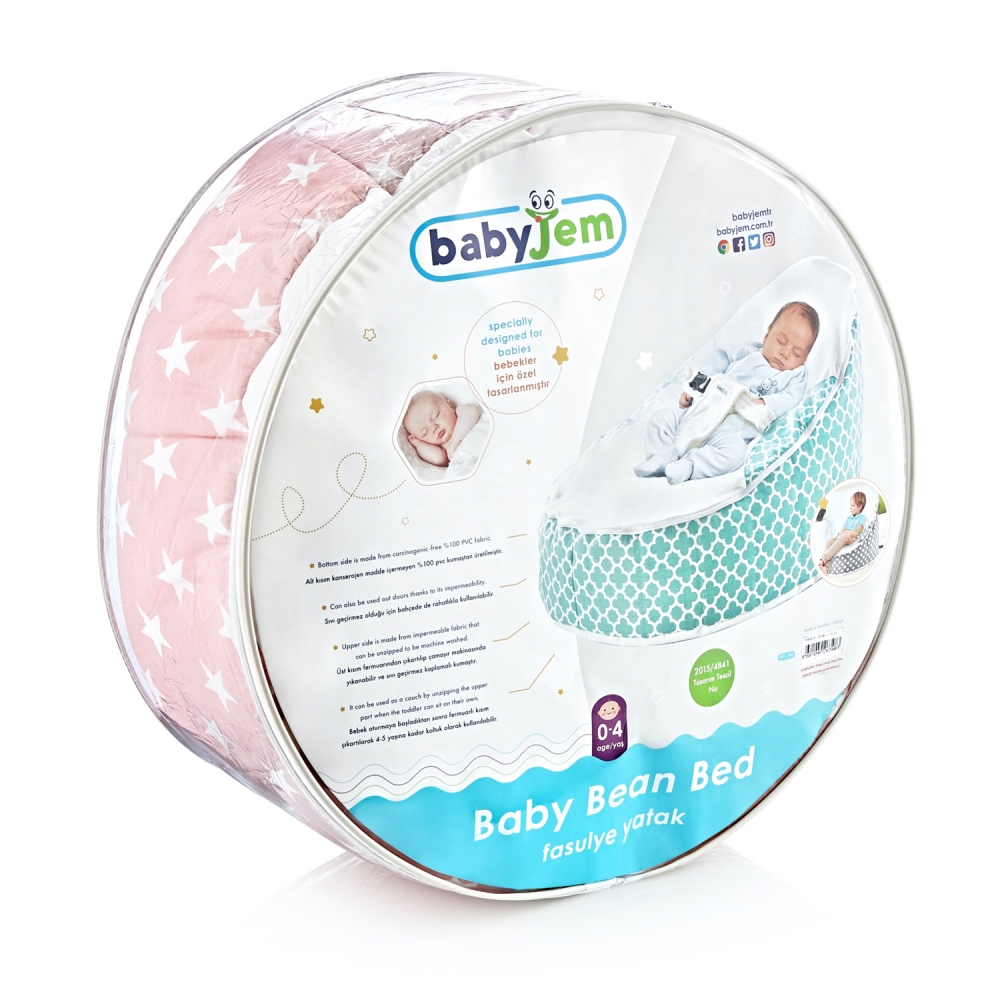 Fotoliu pentru bebelusi cu ham de siguranta Baby Bean Bed Grey Leaves BabyJem