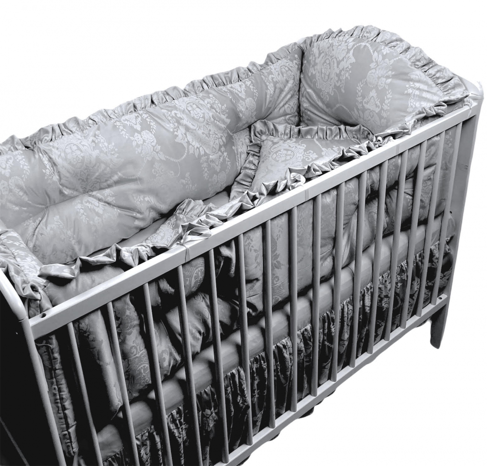 Lenjerie de pat cu aparatori super groase 140×70 cm Lux din Jackard gri DESEDA