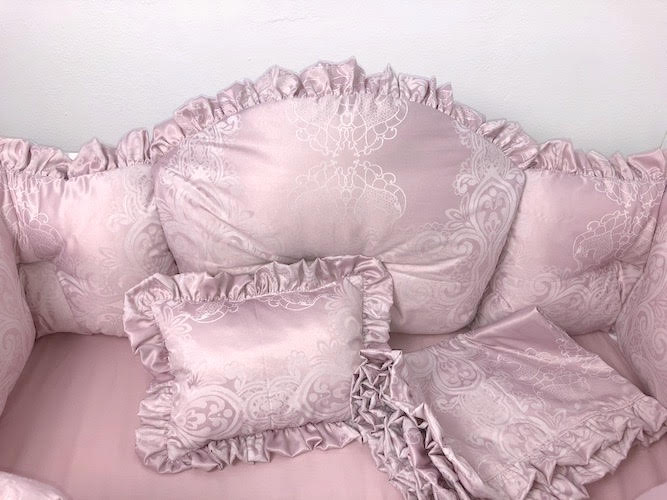 Lenjerie de pat cu aparatori super groase 140×70 cm Lux din Jackard roz pudra