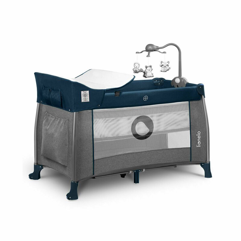Patut pliant thomi 120 x 60 cm nivel intermediar, carusel, masuta de infasat blue navy