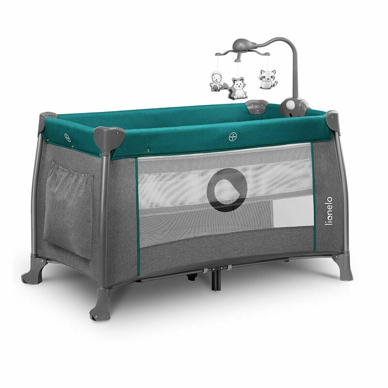 Patut pliant thomi 120 x 60 cm nivel intermediar, carusel, masuta de infasat green turquoise