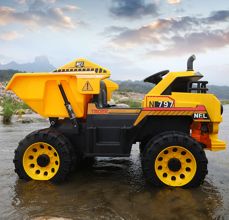 Camion electric 4x4 Nichiduta cu 2 locuri si scaun din piele Dump Truck Yellow - 1