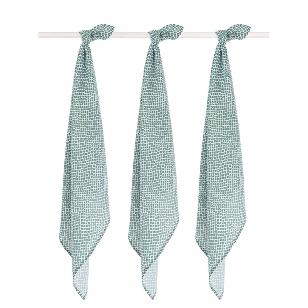 Set 3 scutece jollein snake 70x70 cm snake-ash-green