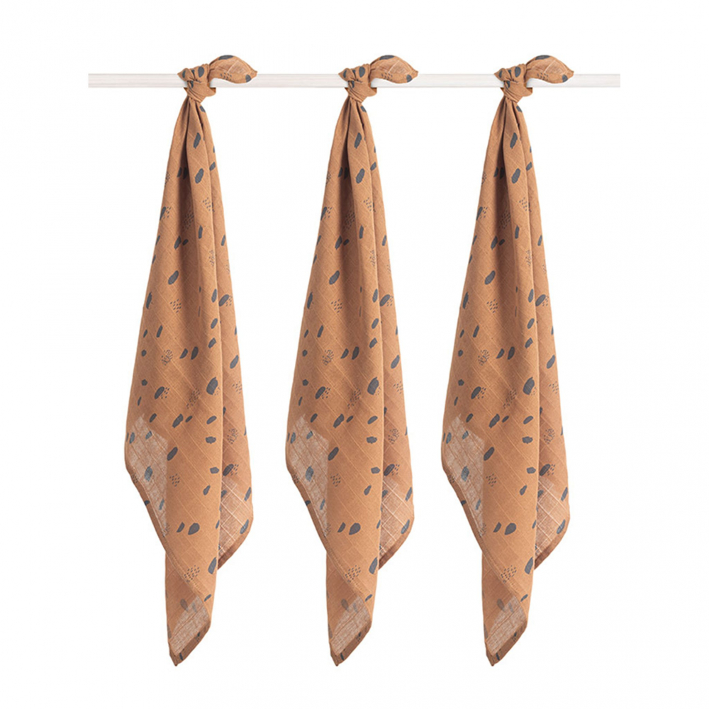 Set 3 scutece jollein spot 70x70 cm spot-caramel