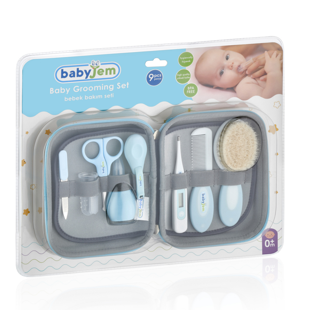 Set ingrijire bebelusi cu 9 piese BabyJem Grooming Set Blue - 1 | YEO