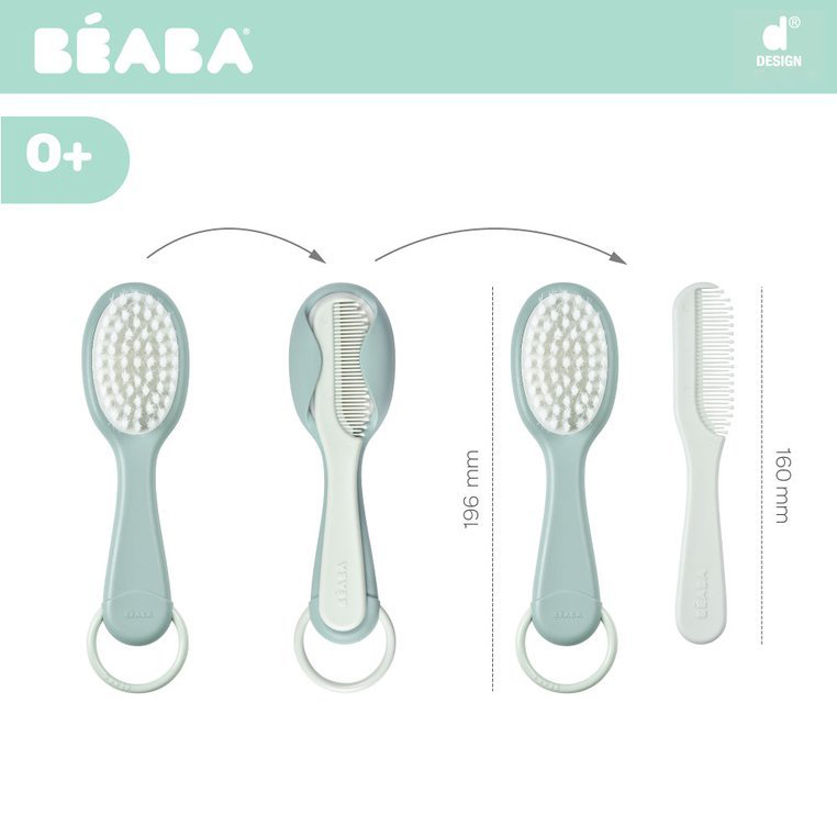 Set perie si pieptene Beaba Green Blue - 2 | YEO