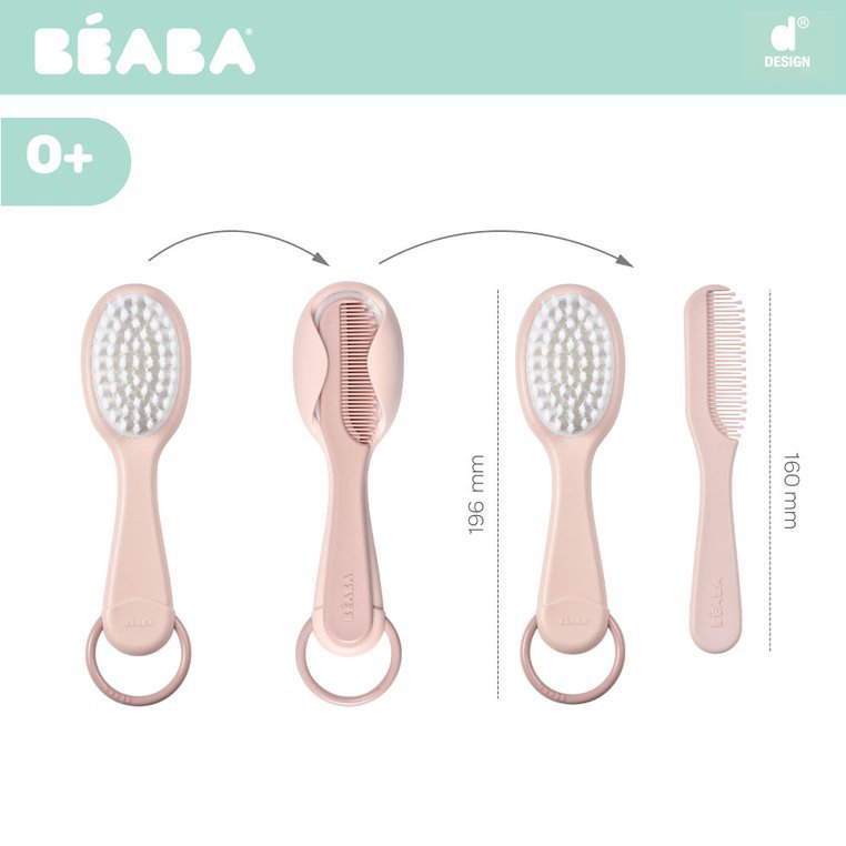 Set perie si pieptene Beaba Old Pink - 2 | YEO