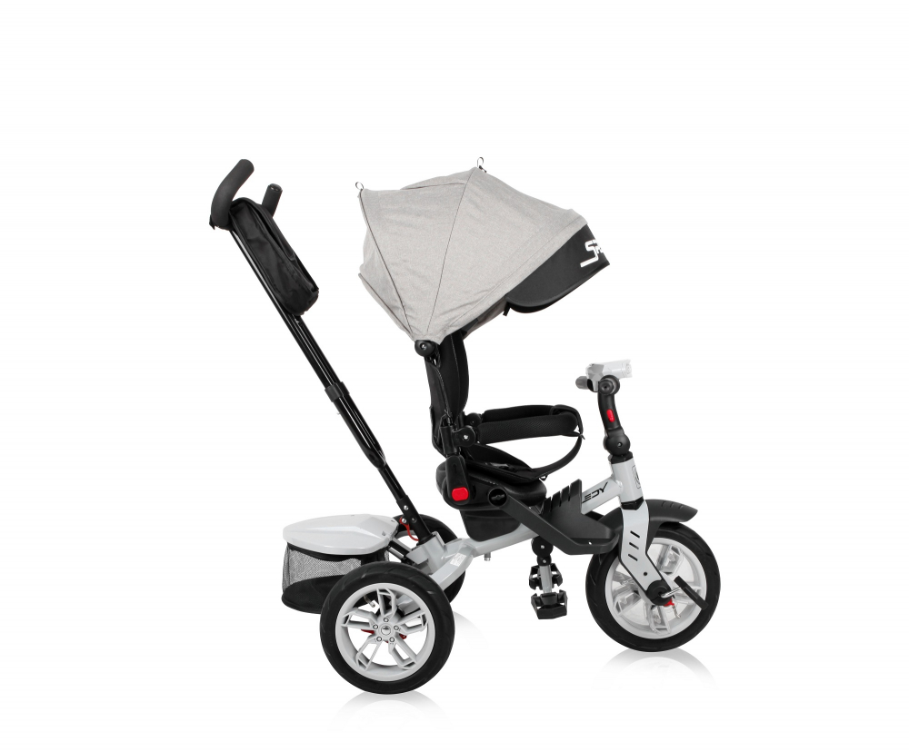 Tricicleta pentru copii Lorelli Speedy Air GreyBlack multifunctionala, 4 in 1, scaun rotativ, spatar inalt reglabil pe 3 pozitii, maner cu control parental, 2 tipuri de suport pentru picioare - 1 | YEO