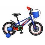 Bicicleta Carpat Rider C1407C 14 V-Brake cu cosulet si roti ajutatoare 3-5 ani albastru/portocaliu