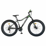 Bicicleta Fat-Bike Wolf 26 inch Velors V26/05D cadru negru cu alb/verde