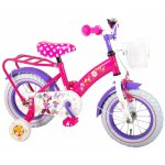Bicicleta copii Volare Minnie Mouse cu roti ajutatoare 12 Inch cu portbagaj metalic