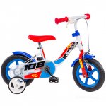 Bicicleta copii cu maner pentru parinti Dino Bikes albastru