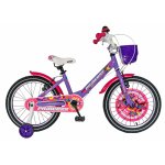 Bicicleta fete Carpat Princess C1808C roata 18 V-Brake roti ajutatoare 5-7 ani violet/alb