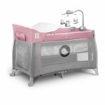 Patut pliant Thomi 120 x 60 cm nivel intermediar, carusel, masuta de infasat Pink Baby