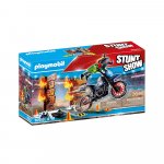 Stunt Show - Motocicleta cu peretele de foc Playmobil