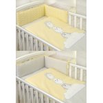 Set lenjerie din bumbac cu protectie laterala pentru pat 140x70cm Pinguin Galben/Gri