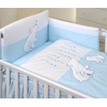 Set lenjerie din bumbac cu protectie laterala pentru pat bebelusi Bear Heart Blue 120x60 cm