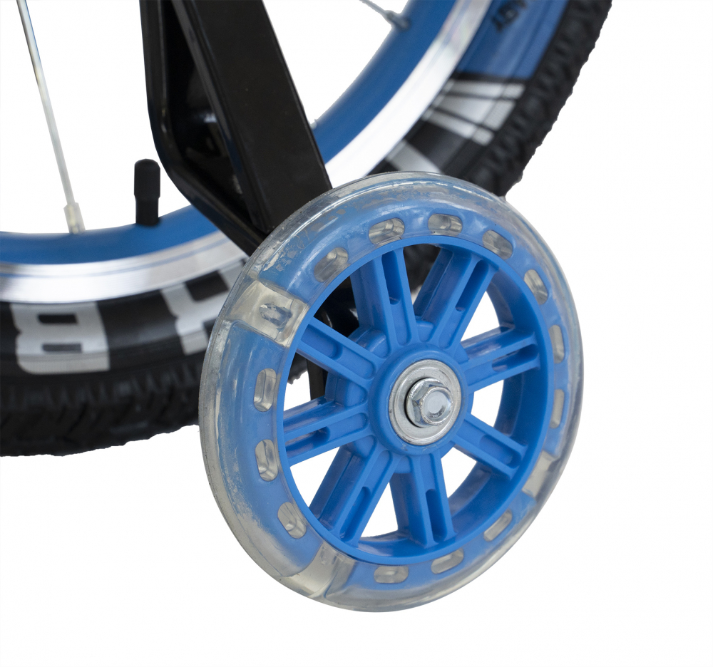 Bicicleta copii 2-4 ani 12 inch roti ajutatoare cu Led Rich Baby CSR1203A albastru cu negru - 5