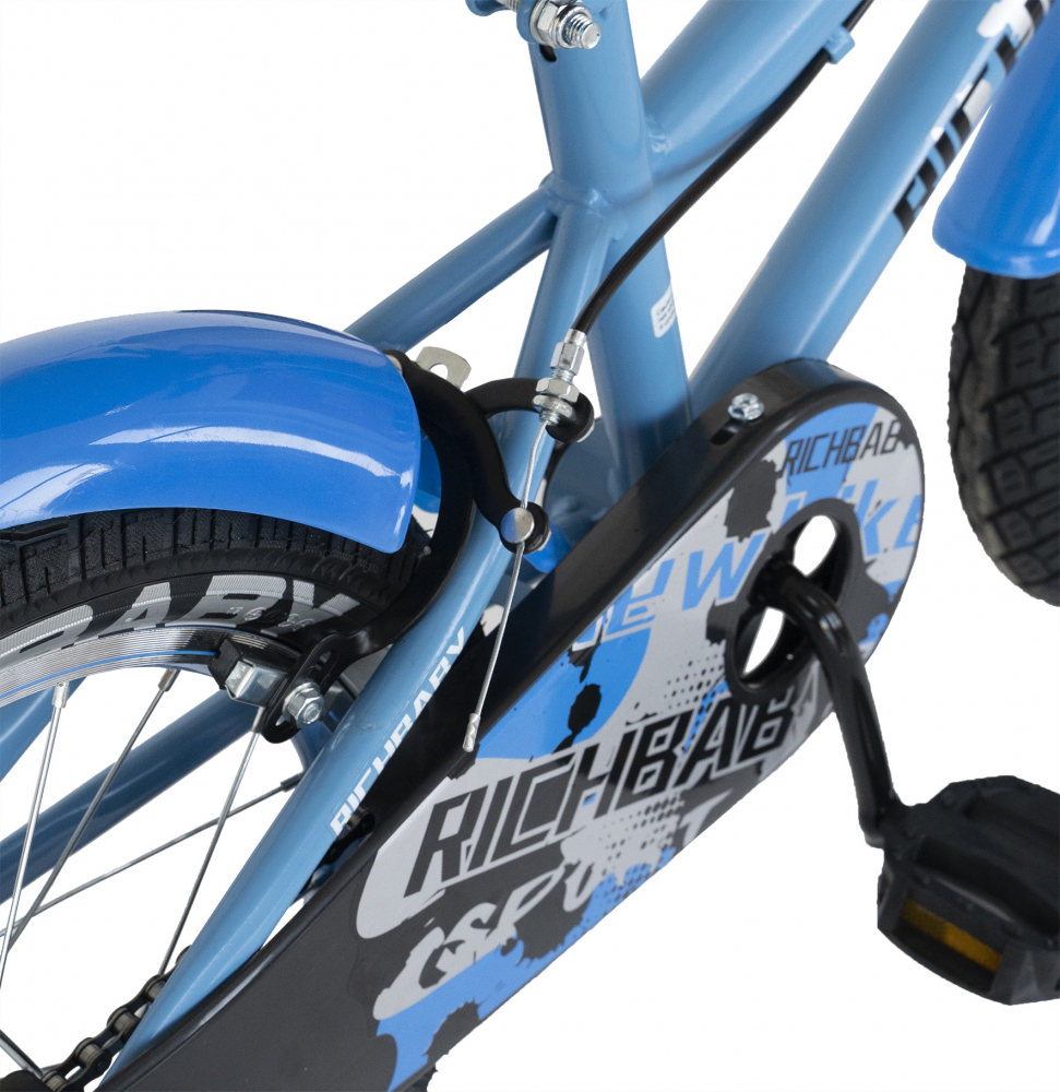 Bicicleta copii 4-6 ani 16 inch roti ajutatoare Rich Baby CSR1603A albastru cu negru - 5