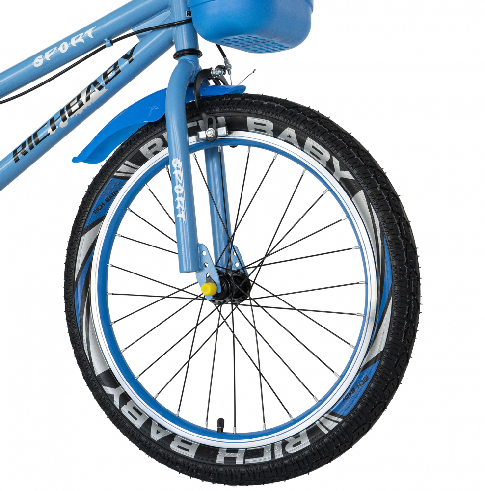 Bicicleta copii 7-10 ani 20 inch C-Brake Rich Baby CSR2003A albastru cu design negru - 1