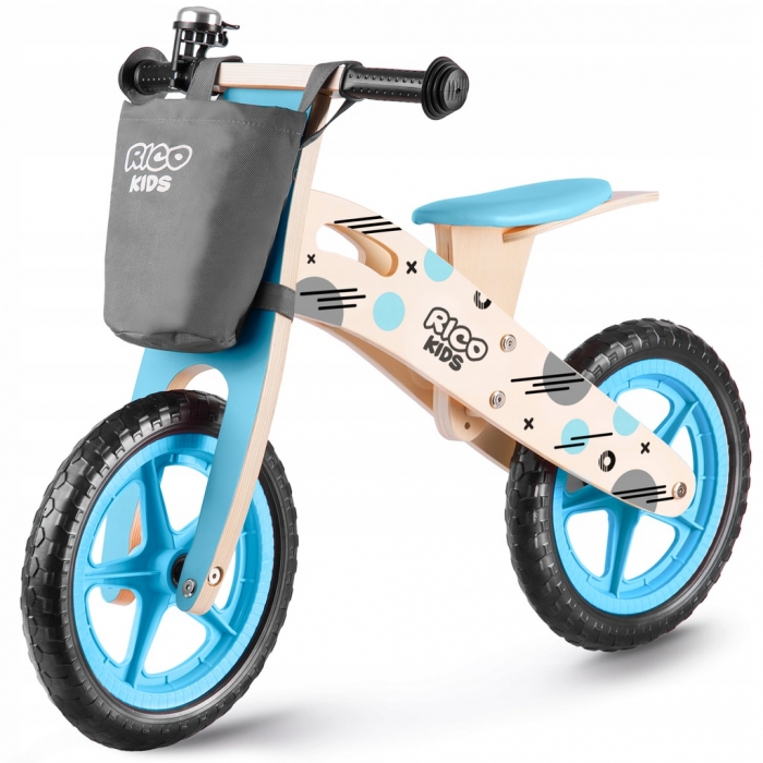 Bicicleta de lemn fara pedale Ricokids RC-612 Albastru