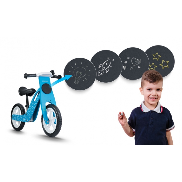 Bicicleta din lemn fara pedale cu roti EVA Ricokids Albastru - 2