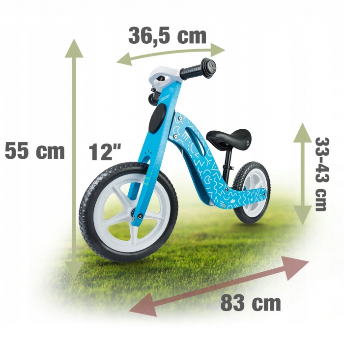 Bicicleta din lemn fara pedale cu roti EVA Ricokids Albastru - 5