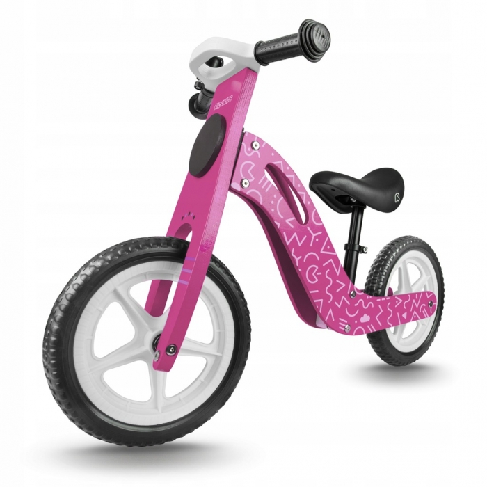 Bicicleta din lemn fara pedale cu roti EVA Ricokids Roz - 6