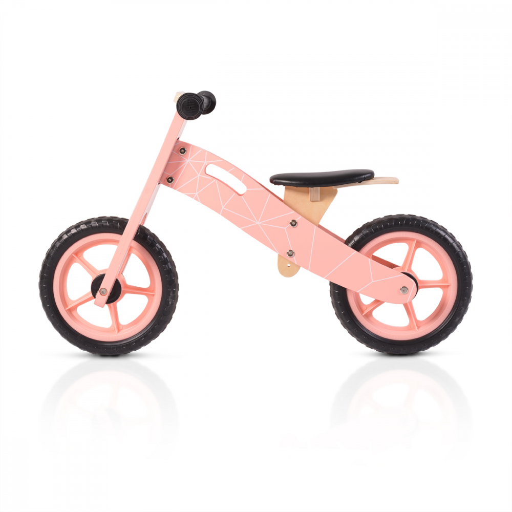 Bicicleta din lemn fara pedale Moni Wooden balance bike Pink - 4