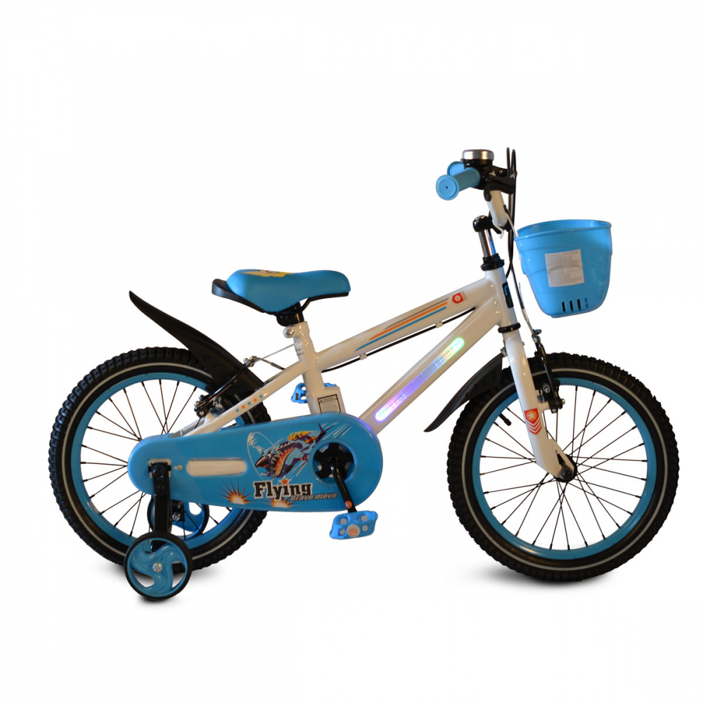 Bicicleta pentru copii cu cadru iluminat Moni Flash Blue 16 inch - 2