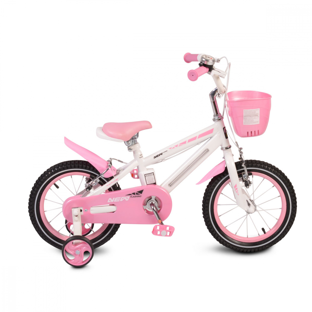 Bicicleta pentru copii cu cadru iluminat Moni Flash Roz 14 inch MONI imagine noua