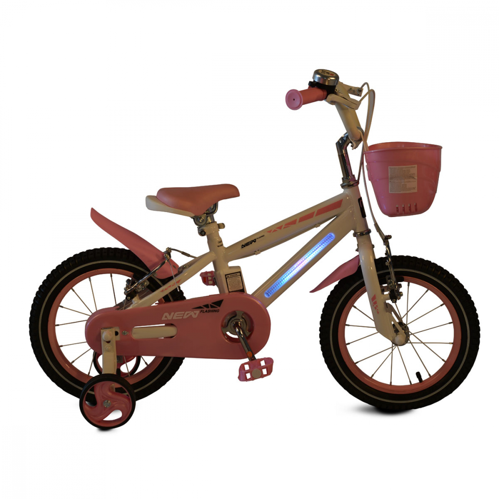 Bicicleta pentru copii cu cadru iluminat Moni Flash Roz 14 inch - 1