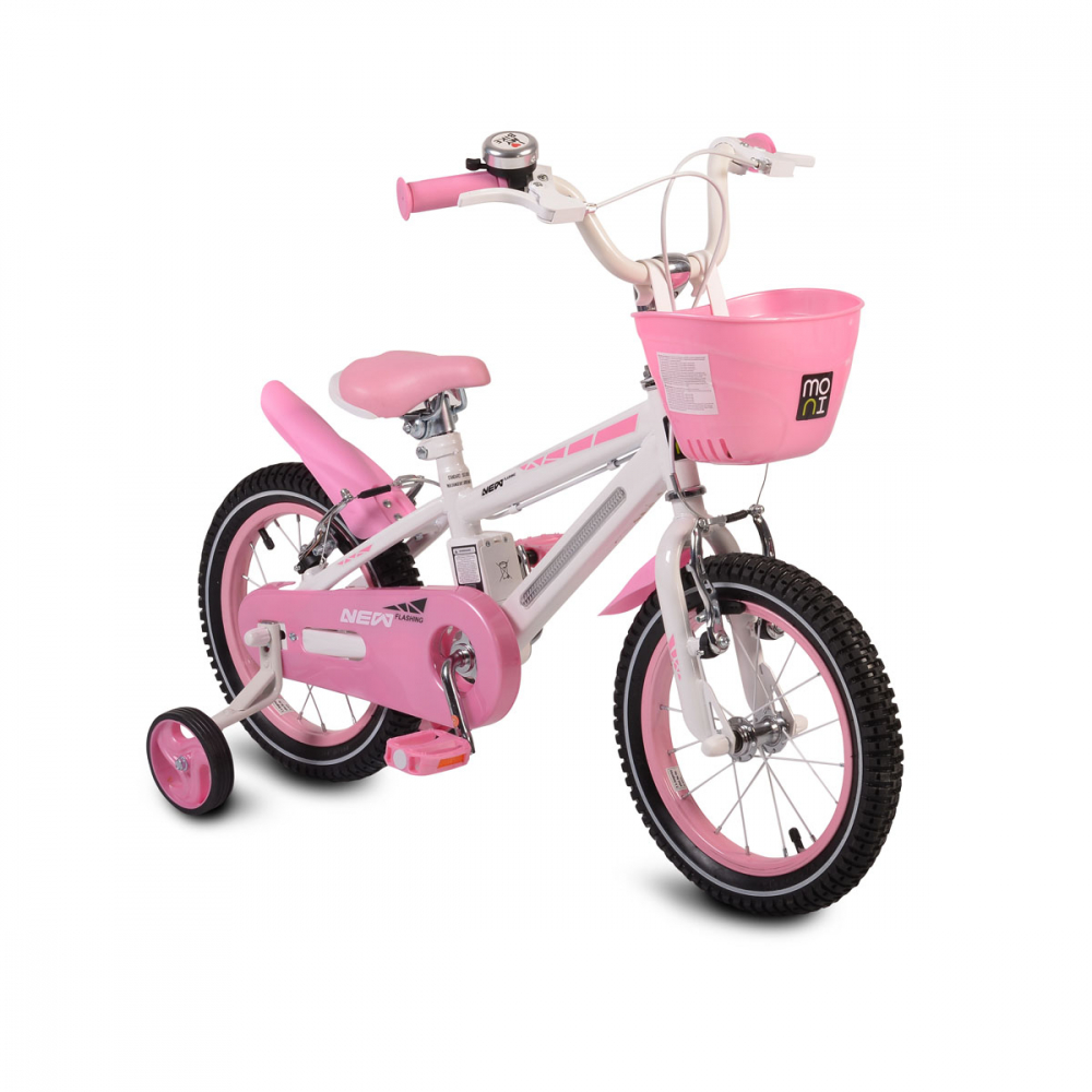 Bicicleta pentru copii cu cadru iluminat Moni Flash Roz 14 inch - 2