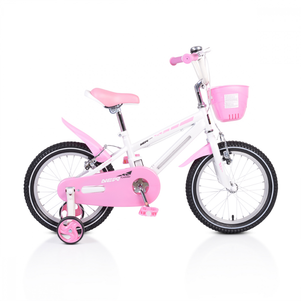 Bicicleta pentru copii cu cadru iluminat Moni Flash Pink 16 inch