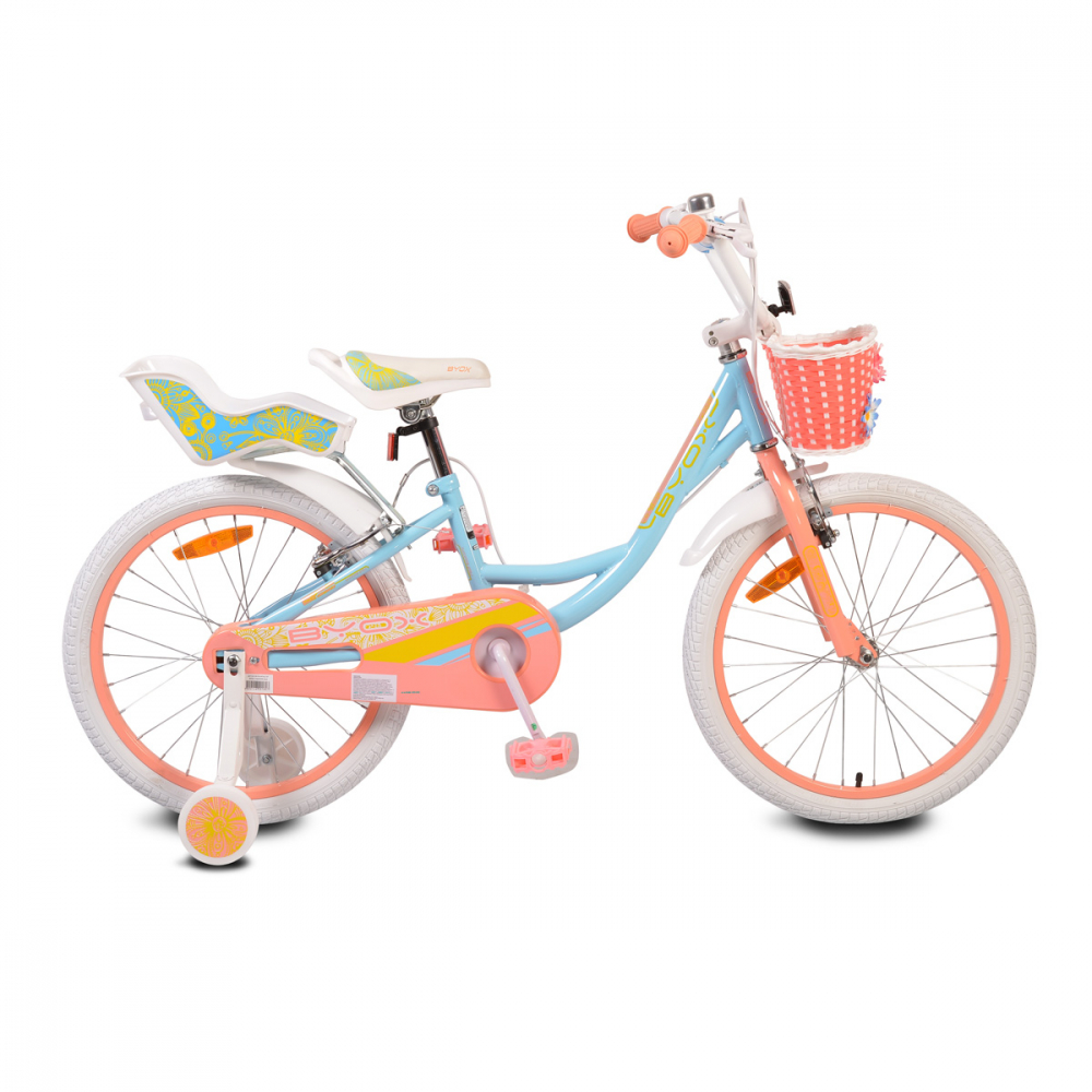 Bicicleta pentru fetite cu roti ajutatoare Byox Fashion Girl Blue 20 inch ajutatoare