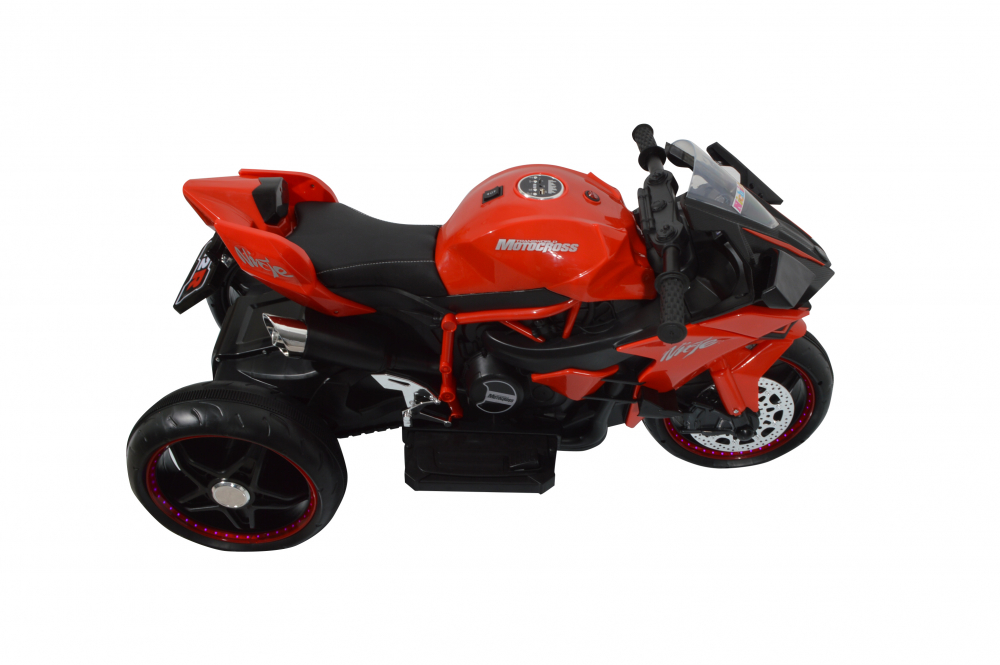 Motocicleta electrica cu roti cu lumini LED si scaun din piele Nichiduta Motocross Red - 1