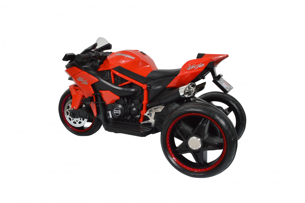 Motocicleta electrica cu roti cu lumini LED si scaun din piele Nichiduta Motocross Red - 2