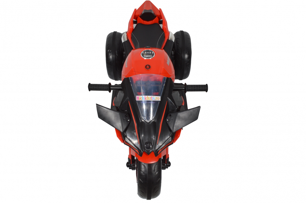 Motocicleta electrica cu roti cu lumini LED si scaun din piele Nichiduta Motocross Red - 5