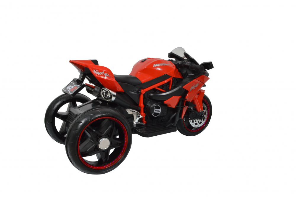 Motocicleta electrica cu roti cu lumini LED si scaun din piele Nichiduta Motocross Red - 7