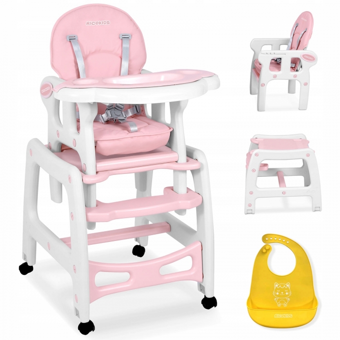 Scaun de masa 5 in 1 Ricokids Sinco Roz - 3 | YEO