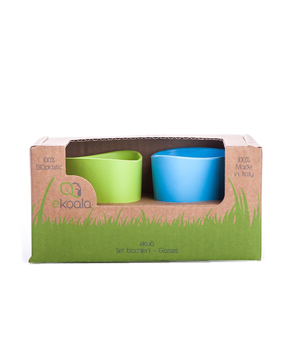 Set 2 pahare eKoala BIOplastic BlueGreen