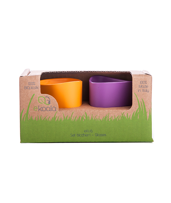 Set 2 pahare eKoala BIOplastic OrangePurple