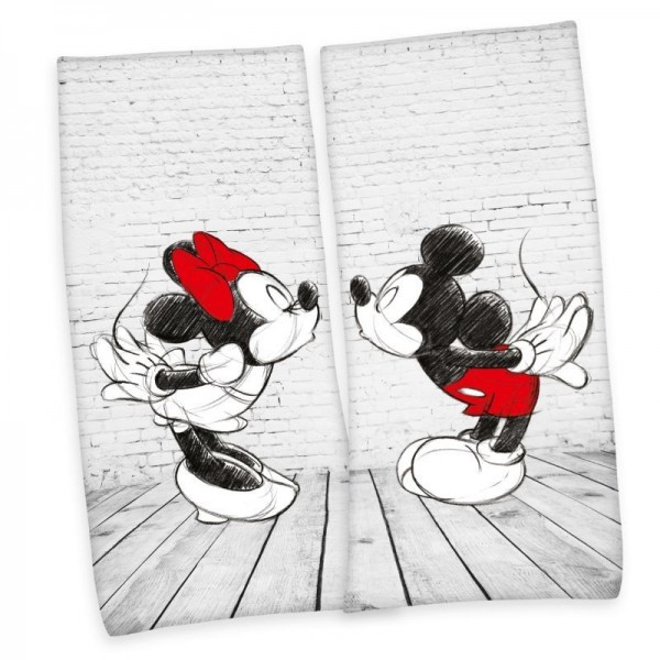 Set 2 prosoape Herding Mickey si Minnie bumbac 80 x 180 cm