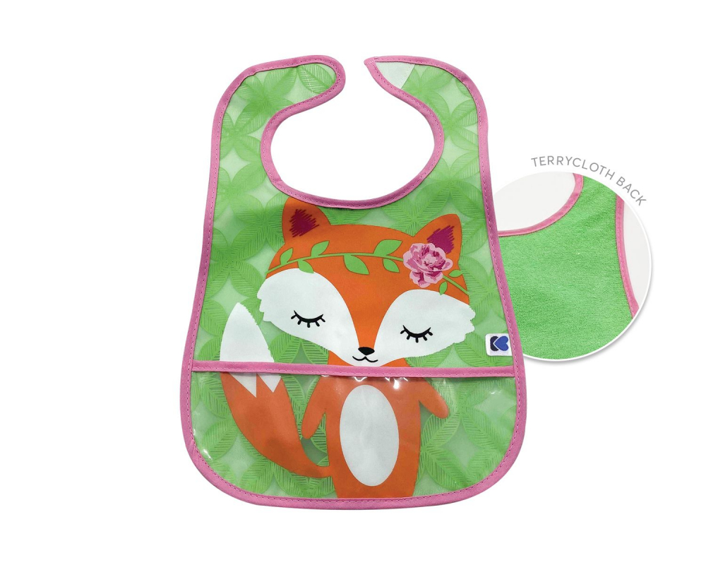 Set 3 bavete impermeabile cu buzunar kikkaboo fox flowers deer