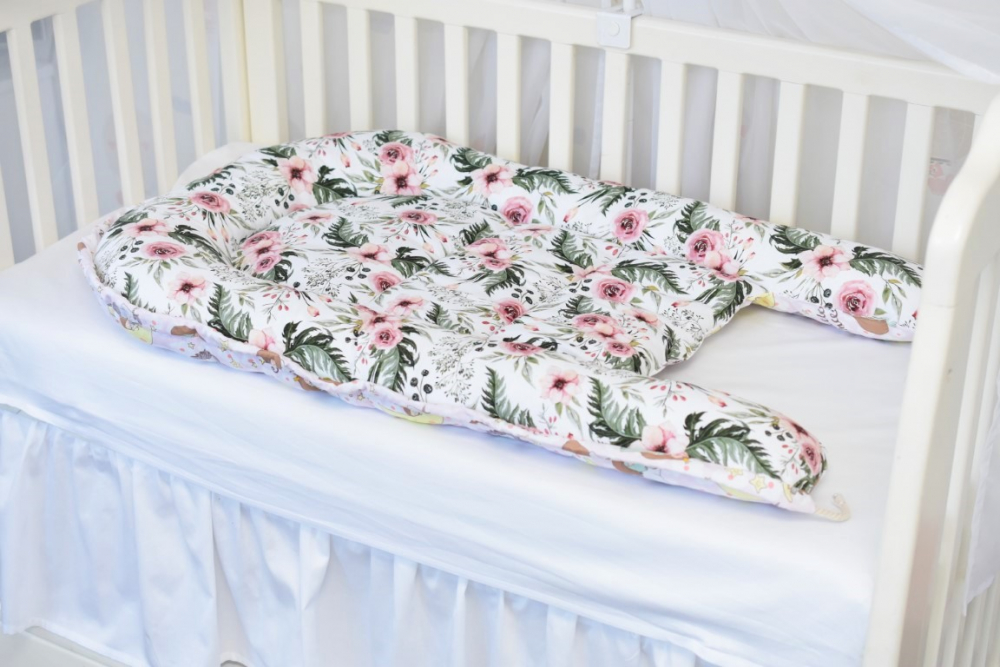 Set 4 piese babynest model printese si trandafiri cu minky roz pal - 1 | YEO